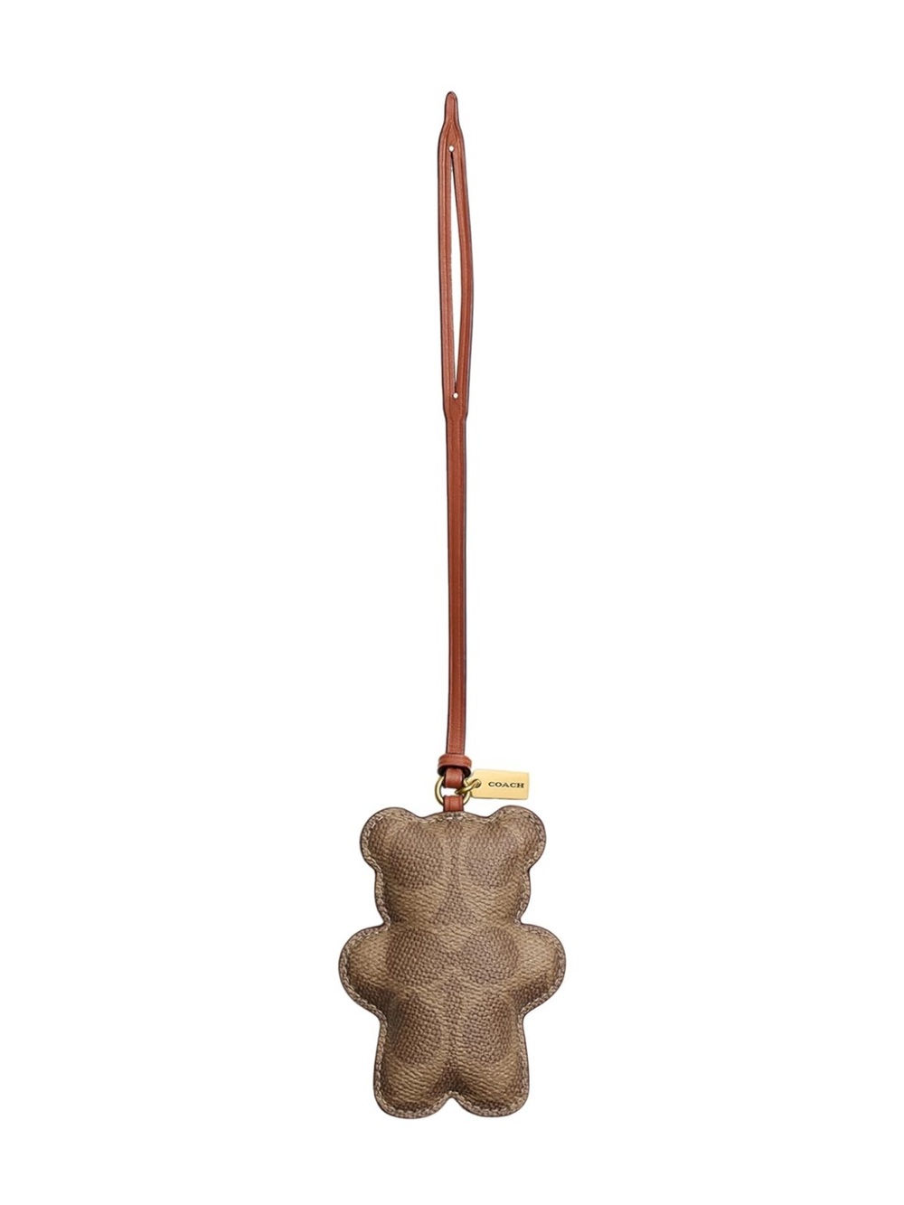 COACH Puffy Bear Leather Bag Charm in Brown